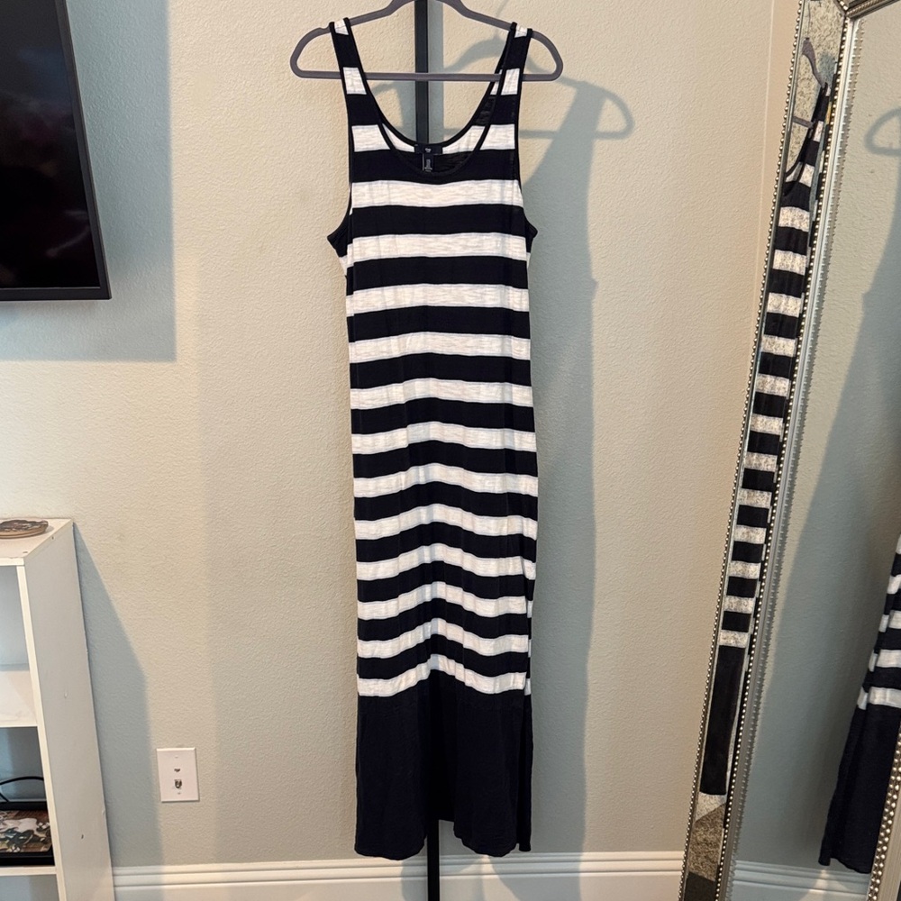 GAP Navy, Light Blue and White Striped Maxi Dress Size XL